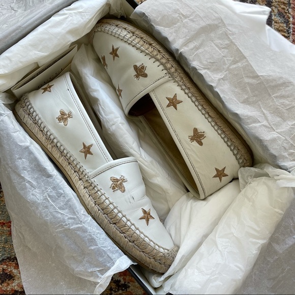 GUCCI 🤩 ESPADRILLES EMBROIDERED BEE SZ 39 - Picture 2 of 8